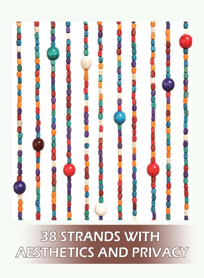 Ezcasch Bamboo Beaded Curtain for Doorways - Multi-Scenario Application, Purely Handmade, Insect Screen for Bedroom or Balcony - 35.4" x 78.7", Rainbow - Image 5